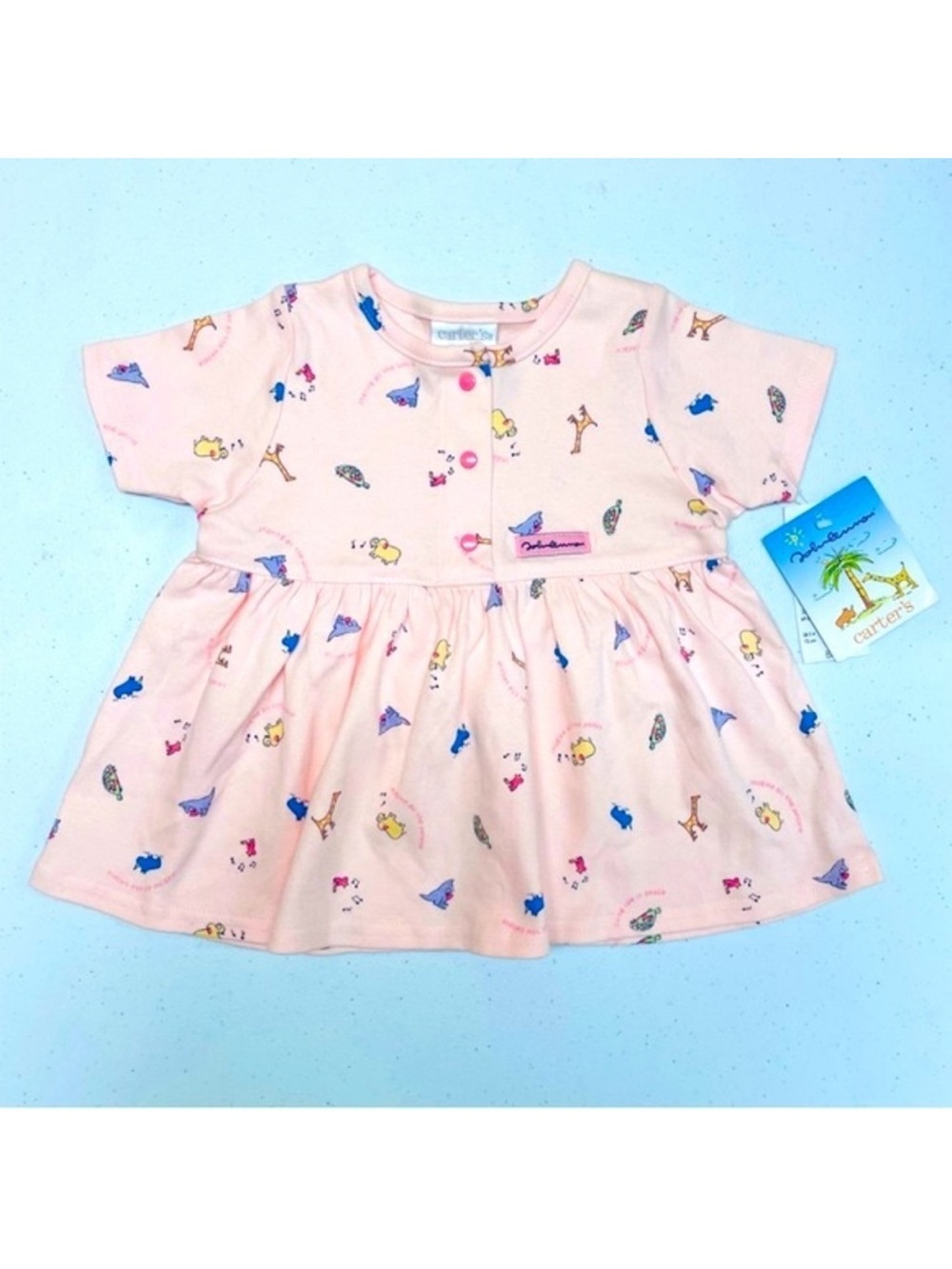 Vintage New Carters Dress Girls 3-6M John Lennon Imagine Cotton Animals Summer